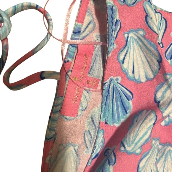 Simply Southern Pink and Blue Shell Swim Coverup Sz small back tie tassels - Picture 5 of 8